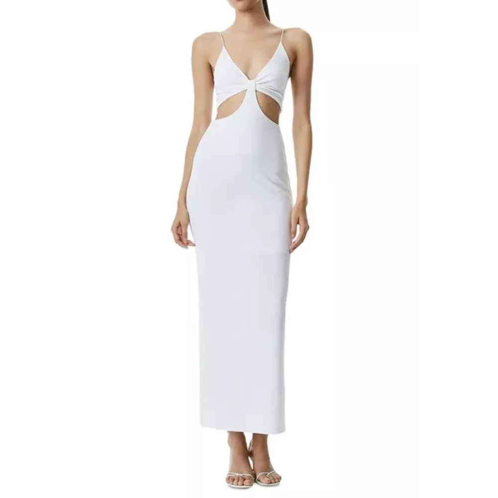 Alice + Olivia Havana Cut-Out Jersey Dress In Off White Size 8